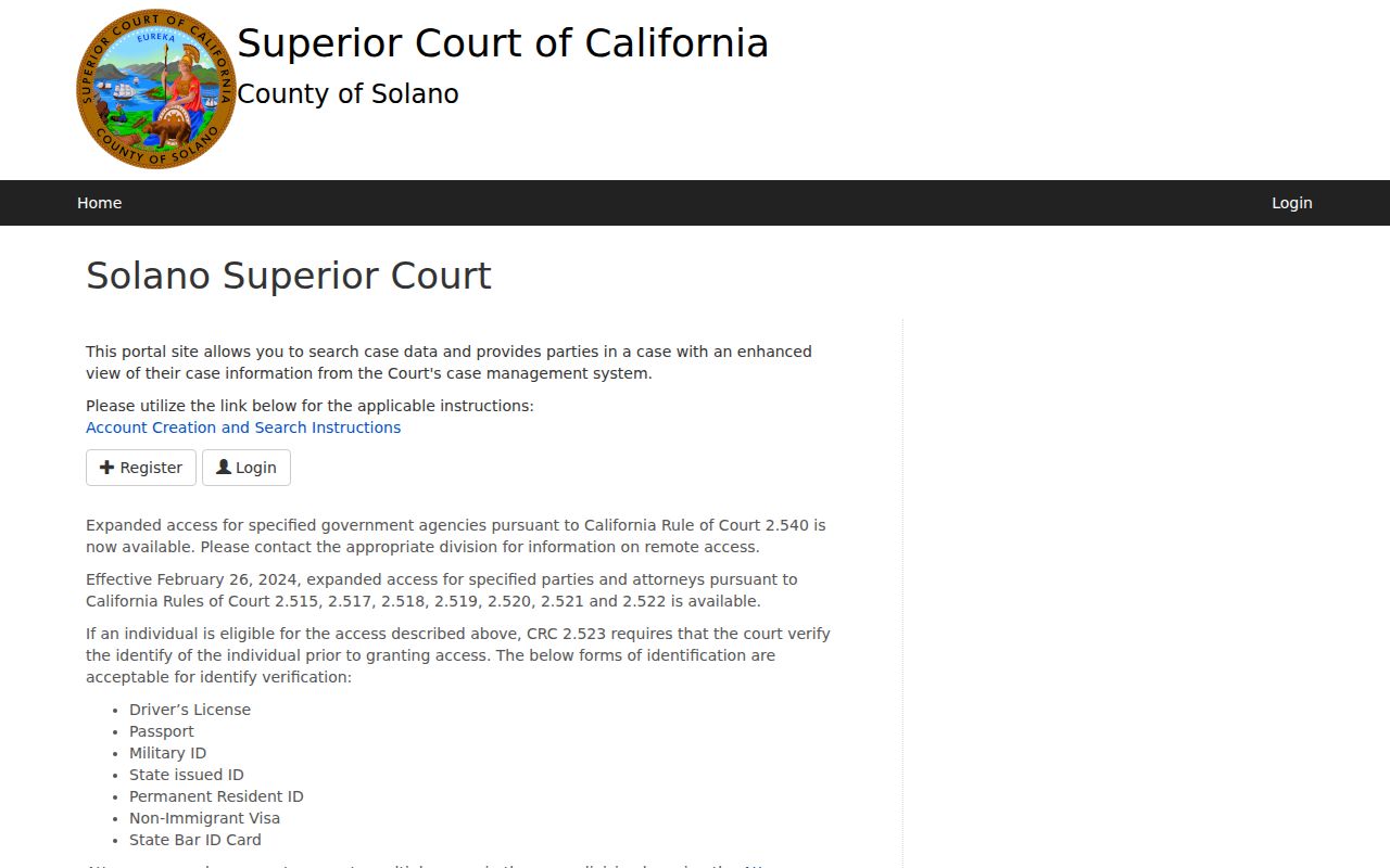 Fairfield people search Solano Superior Court portal